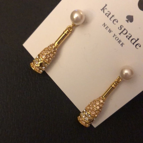 Kate Spade Winter Carnival Champagne Drop Earrings Crystal & Faux Pearl NWT - Picture 11 of 13